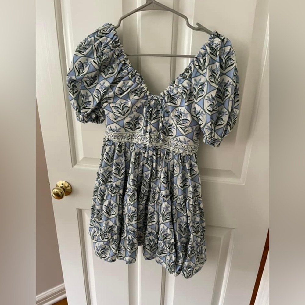 Agua by Agua Bendita Women's Blue Manzanilla Cotton Mini Dress.